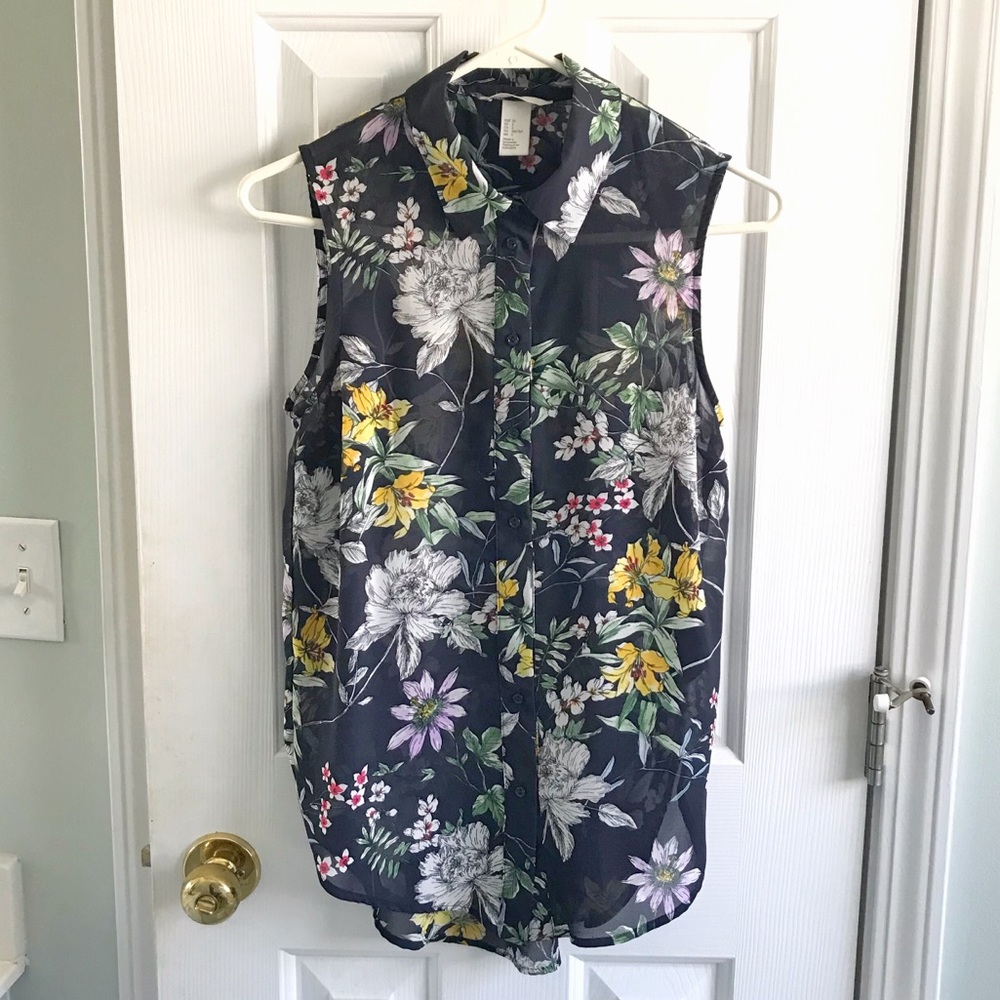 Navy Floral Blouse